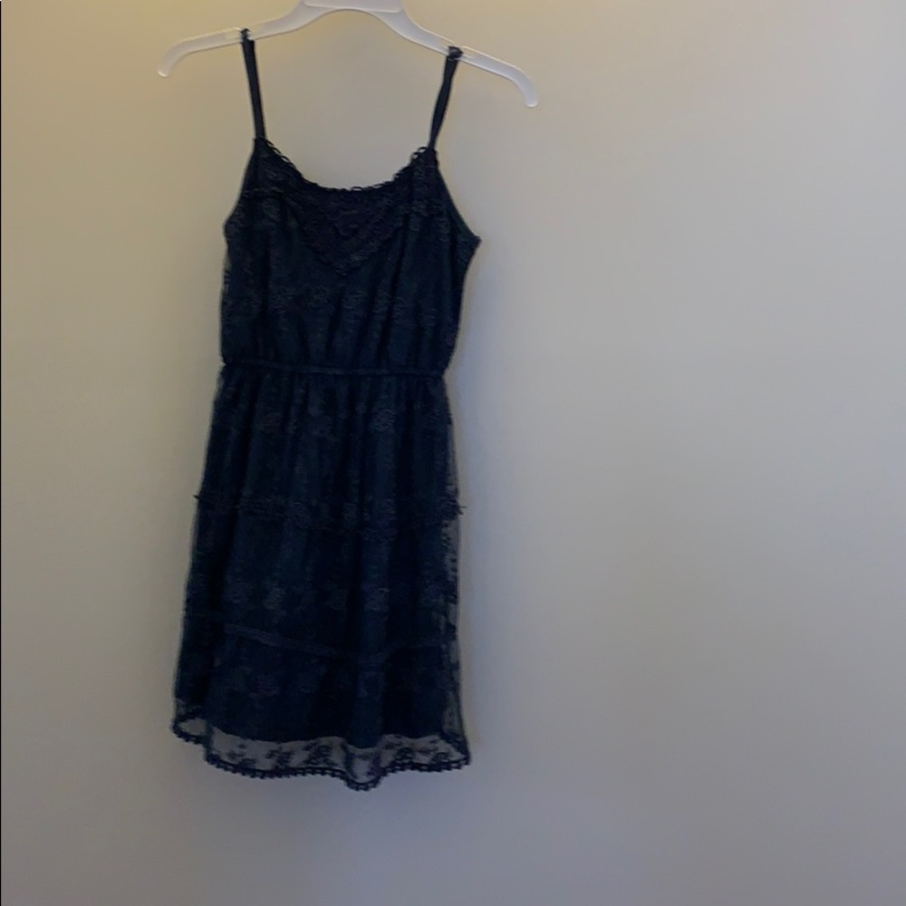 Ultra Pink Navy Crochet Detail‎ Juniors Small Dress